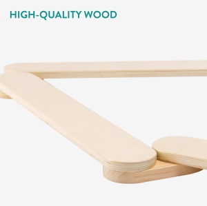 Traseu psihomotric de echilibru Navaris, set, 6 segmente din lemn, 75x10.5x4cm, Maro - Img 7