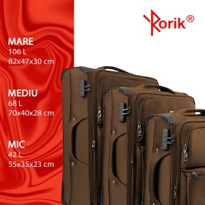 Troler cabina textil, Rorik® Explorer, bagaj de mana, valiza fermoar cifru antifurt, roti 360°, geamantan maner telescopic, troller expandabil, Maro - Img 10