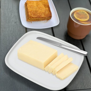 Untiera Belle Vous, din ceramica, cu capac, pentru 500 g unt, potrivita pentru frigider si microunde, 16.4 x 13 cm, Alb - Img 3