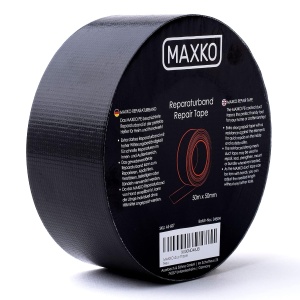 Banda adeziva reparatii MAXKO, din plastic/textil, 50m x 50mm, aderenta mare, rezistenta la intemperii, pentru interior/exterior, Negru