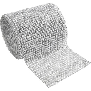 Banda decorativa cu strasuri Handi Stitch, 12 cm x 9.14 m, tip plasa, pentru decoratiuni, Argintiu