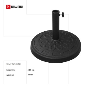 Baza Umbrela Rotunda Kiwari® Terra, Diametru 44.5 x Inaltime 34 cm, Rasina sintetica/Otel, tub de Otel, Terasa/Gradina, Negru - Img 5