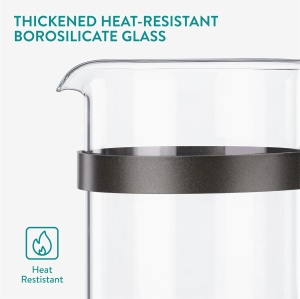 Cafetiera French Press Navaris, sticla borosilicata si inox, 1L, pentru cafea si ceai, 15,8x11x21cm - Img 5