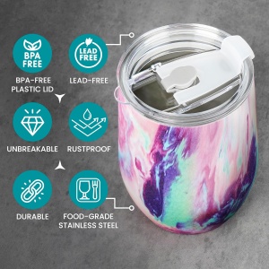 Cana termica cu pai Belle Vous, 350 ml, din otel inoxidabil, capac, Multicolor - Img 3