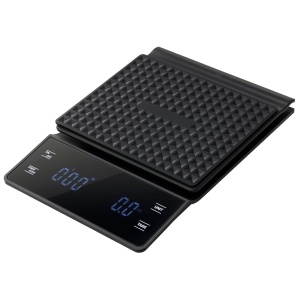 Cantar digital pentru cafea Navaris, cu timer, precizie 0.1g/3kg, cantar de bucatarie compact, pentru espresso, Negru
