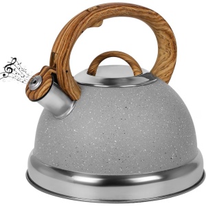 Ceainic fluierator, Belle Vous, din otel inoxidabil, 3 L, maner rezistent la caldura, 23 x 23 x 23 cm, compatibil cu toate tipurile de plita - Img 3