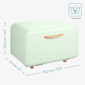 Cutie de paine din metal, Navaris, deschidere frontala, 35.2x23.5x23 cm, Verde deschis, 51503.02.71 - Img 5
