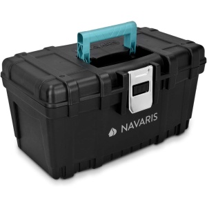 Cutie pentru scule Navaris, 40.6x23.8x22cm, 19L, tava interioara detasabila, inchidere metalica, Negru