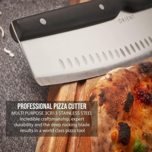 Cutit pentru pizza, Orient, Carbon Series, 34 cm, din otel inoxidabil, maner Ergo Grip, protectie lama, Negru - Img 6