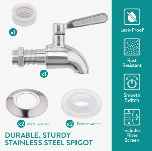 Dozator bauturi Navaris cu suport metalic negru si suport pahare, 5L, NAV000017KN002C - Img 5