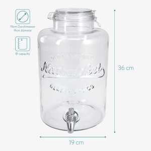 Dozator de bauturi cu robinet si capac cu clips Navaris, 8 L, 51379.01 - Img 3