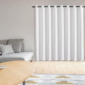 Draperie opaca cu inele Jemidi, 300 x 245 cm, Alb, Poliester - Img 6