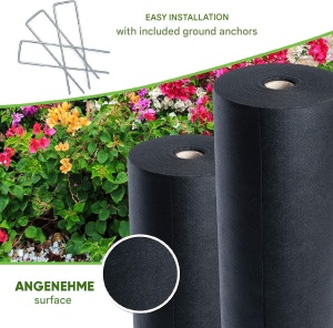 Folie agrotextil, antiburuieni, DAWIDU, permeabila, rezistenta la UV, 50 g/m2, 1m x 50m, 50 m², Negru, 50 de ancore galvanizate - Img 3