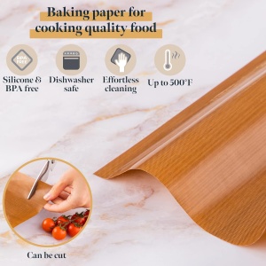 Folie de copt reutilizabila Gourmeo, 40 x 150 cm, 2 buc, antiaderenta, rezistenta pana la 260 °C, din fibra de sticla cu PTFE - Img 5