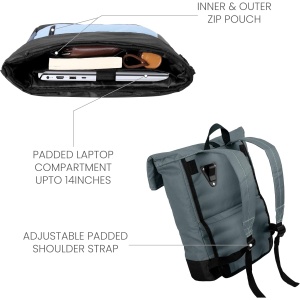 Geanta bicicleta 2 in 1 Belle Vous, tip rucsac si geanta portbagaj, impermeabila, extensibila 12-17 L, compartiment laptop, Verde - Img 2