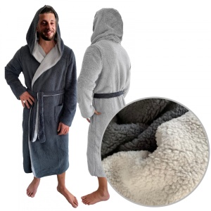 Halat de baie reversibil pentru barbati Jemidi, L, Gri / Albastru, Poliester, 55435.25.3 - Img 3