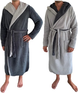 Halat de baie reversibil pentru barbati Jemidi, M, Gri / Albastru, Poliester, 55435.25.2