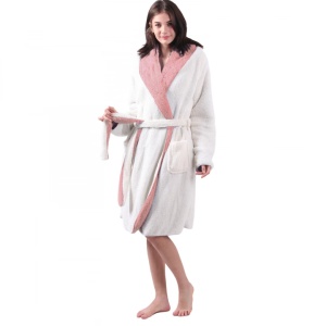 Halat de baie reversibil pentru femei Jemidi, S, Roz / Alb, Poliester, 55057.08.1 - Img 5
