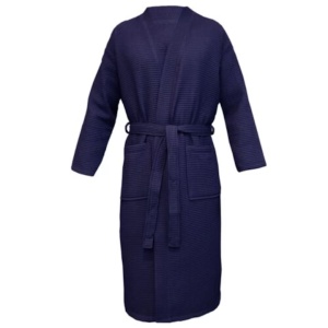 Halat de baie Waffle Pique unisex Homelevel, L, Albastru, Bumbac organic, 54916.04.3