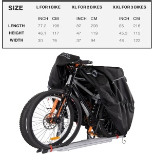 Husa impermeabila de bicicleta TeamObsidian, pentru 1 biciclete, L, material rezistent Oxford 300D, protectie UV, Negru - Img 3