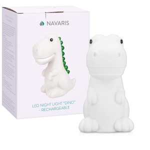 Lampa de veghe pentru copii, Navaris, dinozaur, 11 x 8 x 16 cm, multicolora, reincarcabila prin USB, cronometru, silicon BPA-free, touch-control - Img 3