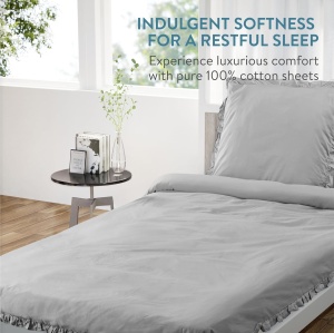 Lenjerie de pat Jemidi, set 2 piese, 100% bumbac, Gri, 135x200cm, 80x80cm - Img 3