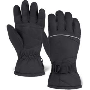 Manusi de ski unisex Tough Outfitters, impermeabile, calduroase, antiderapante, marimea M, Negru