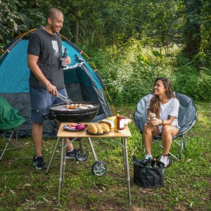 Masa de camping pliabila din bambus Navaris, 65 x 50 cm, Reglabila, Bambus, 51166.2 - Img 6