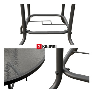 Masa Dreptunghiulara Kiwari® Lido, Blat din sticla, 150 x 90 x 71 cm, 6 Persoane, Gradina/Terasa, Gri - Img 2