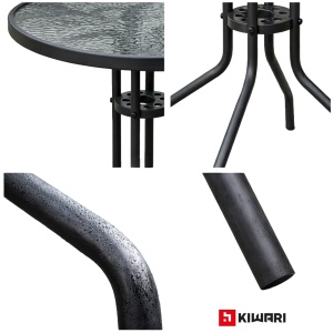 Masa rotunda Kiwari® Bistro, diametru 76cm, inaltime 100 cm, Metal si Blat din sticla, 2 Persoane, Gradina/Terasa/Balcon, Gri - Img 2