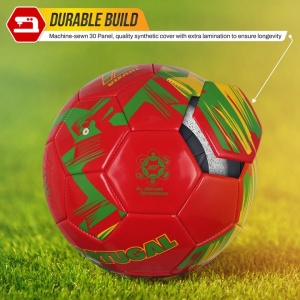 Minge Fotbal Vizari National Team Portugalia, 30 Panouri Cusute, Material Sintetic 2.7 mm, Camera Cauciuc, Marimea 4, 64 cm, Rosu - Img 2