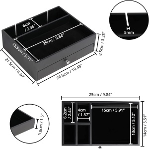 Organizator Belle Vous, negru, cu sertar si 2 compartimente, 26.5x21.5x8.5cm - Img 7