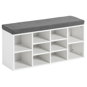 Pantofar, sezut cu perna si 10 compartimente, 102 x 30 x 48, 5 cm, alb