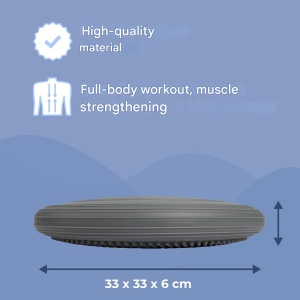 Perna pentru echilibru Everest Fitness, ortopedica, gonflabila, cu pompa, Ø33 cm, Gri - Img 6