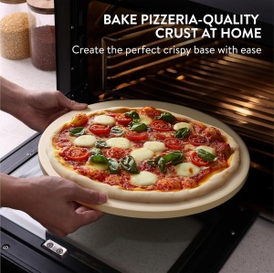 Piatra de pizza, Gourmeo, 35 x 1.5 cm, din ceramica corderita, rotunda, pentru cuptor si gratar - Img 2