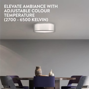 Plafoniera de tavan cu LED, Navaris, design cu 2 straturi, temperatura de culoare reglabila, cu telecomanda, Clasa F, 40 cm - Img 5