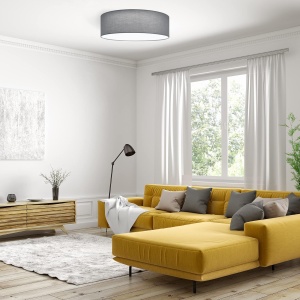 Plafoniera LED Navaris, 22W, telecomanda, temperatura reglabila, abajur textil, diametru 32 cm, Gri deschis - Img 7