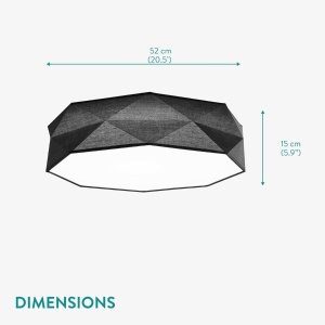 Plafoniera LED Navaris, intensitate reglabila, telecomanda, temporizator, 52 x 52 x 15 cm, 22W, design elegant, Negru - Img 2
