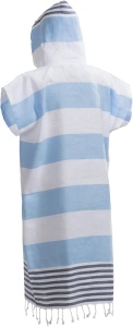 Poncho prosop JEMIDI albastru/alb, dimensiune S/M, 100% bumbac, cu gluga si buzunar - Img 2