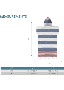 Poncho prosop JEMIDI unisex, S/M, bumbac, albastru/rosu, cu gluga si buzunar - Img 5