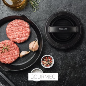 Presa hamburger 3 in 1 GOURMEO, antiaderenta, pentru burgeri umpluti, 2 dimensiuni 7.3 si 10.3 cm, 50 foi hartie de copt, compatibila cu masina de spalat vase, Negru - Img 4