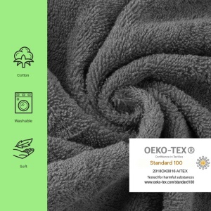 Prosop pentru sezlong Jemidi, 75 x 200 cm, Gri, Bumbac organic, 54889.01 - Img 5