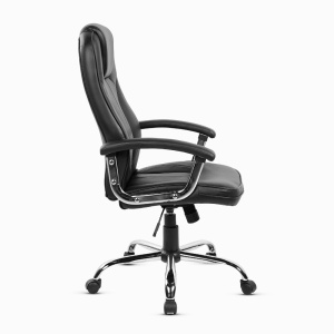 Scaun de birou ergonomic Kiwari® Ako, spatar inalt, mecanism inclinabil cu reglaj pe gaz, brate ergonomice fixe din PP, baza cromata, roti nylon silentioase / rotatie 360°, tapiterie PU+PVC, suporta 136 kg, Negru - Img 10