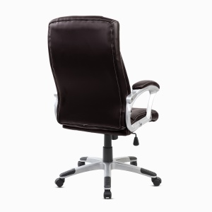 Scaun de birou ergonomic Kiwari® Eliot, spatar inalt, mecanism inclinabil cu reglaj pe gaz, rotatie 360°, brate late PP ergonomice, baza cromata stabila, roti nylon silentioase, tapiterie PU+PVC neteda, suporta 136 kg, Maro inchis - Img 11