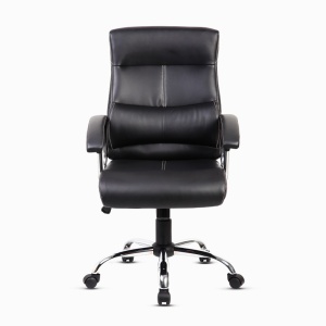 Scaun ergonomic Kiwari® Rei, spatar inalt, mecanism inclinabil cu piston pe gaz, ajustabil pe inaltime, rotatie 360°, brate fixe ergonomice PP, baza cromata, roti nylon silentioase, tapiterie PU+PVC, suporta 130 kg, Negru - Img 9