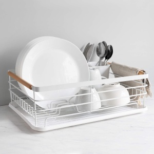 Scurgator de vase Navaris, cu suport de picurare, cu raft pentru farfurii, pahare si tacamuri, alb, 42.5x31.5x14 cm - Img 4