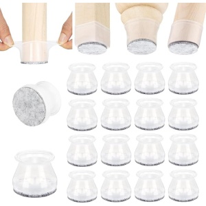 Se 16 protectii pentru picioare scaune/masa Aneaseit, din silicon/fetru, 50 cm, porotectie pentru mobilier, Transparent