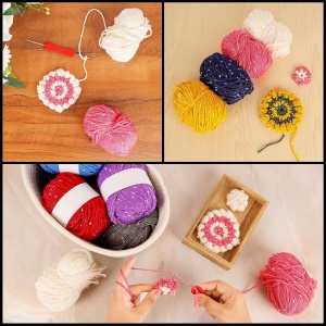 Set 10 ghemuri pentru crosetat, Kurtzy, 7 fire, 90 m/ghem, bumbac, multicolor - Img 2
