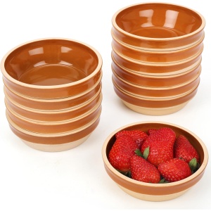 Set 12 boluri ceramice Belle vous, 175 ml, rezistente la caldura, 12.5 x 4 cm, compatibile cu microunde, masina de spalat vase si frigider, Maro