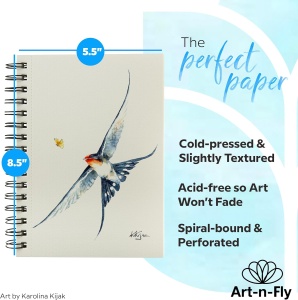 Set 2 caiete de desen pentru acuarele, Art-n-Fly, A5, 300 g/m², 35 coli, cu spirala, hartie alba, 21, 50x14 cm - Img 4